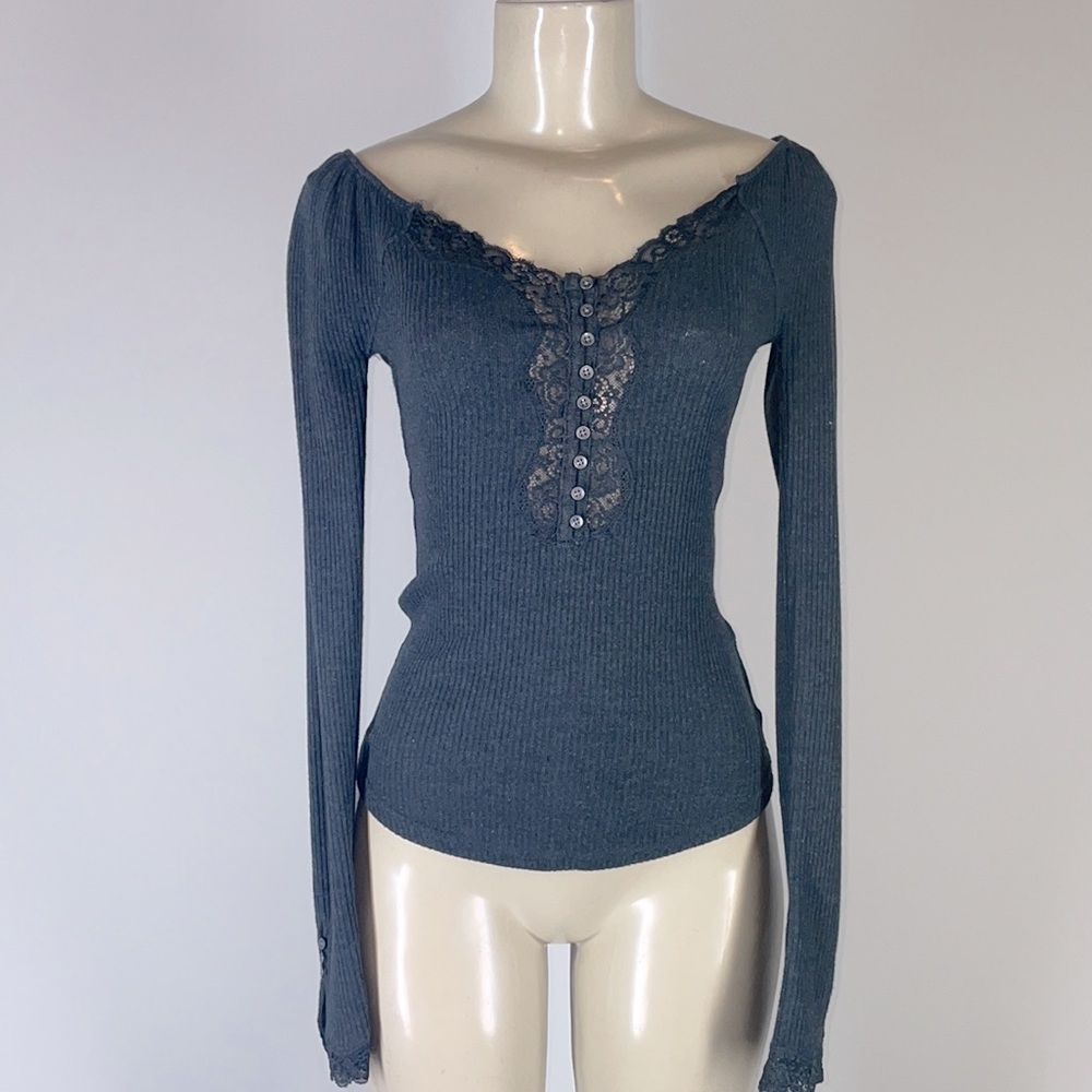 Free People To The West Tee Top Heather Grey XS